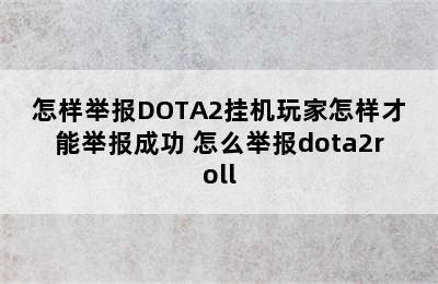 怎样举报DOTA2挂机玩家怎样才能举报成功 怎么举报dota2roll